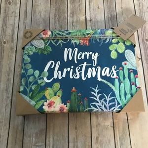 Merry Christmas Desert Plant Cactus Art Canvas